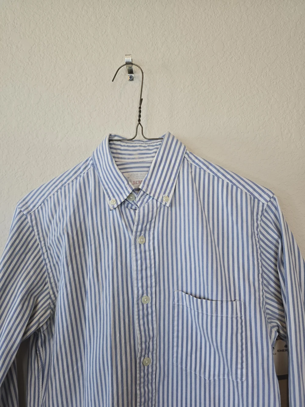 J. Crew Vintage Oxford Light Blue and White Stripe Button-Down Shirt Sz XS